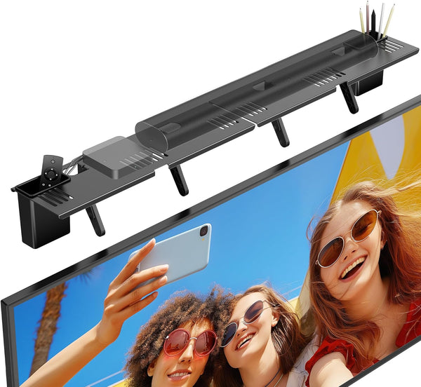 CUISIBOT Soundbar Mount, No Drilling Steel TV Top Shelf with Storage Boxes, Sound
