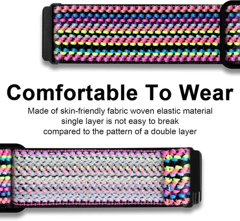 Witzon Elastic Bands for Fitbit Versa 2 / Versa / Lite, Soft Loop Nylon Fabric Replacement Straps, Colorful