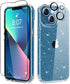 MIODIK iPhone 13 Case - Clear Glitter Shockproof Cover with Screen & Camera Lens Protectors for Women, 6.1 inch.
