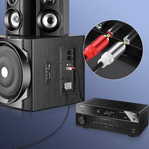 2RCA Video Extension Cable, 2RCA Male to 2RCA Male Short Subwoofer Cable for HDTV Systems, 2 Pcs