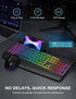 Wireless Keyboard and Mouse Combo - 9 Backlit Effects, Wrist Rest, Phone Holder, Rechargeable Silent Set