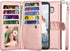 NJJEX Wallet Case for Galaxy S8, PU Leather, Rose Gold, 9 Card Slots, Detachable, Kickstand, Magnetic