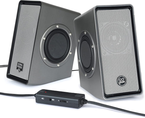 GOgroove Laptop Computer Speakers - SonaVERSE O2 USB Powered Desktop Speakers with Dual Passive Bass