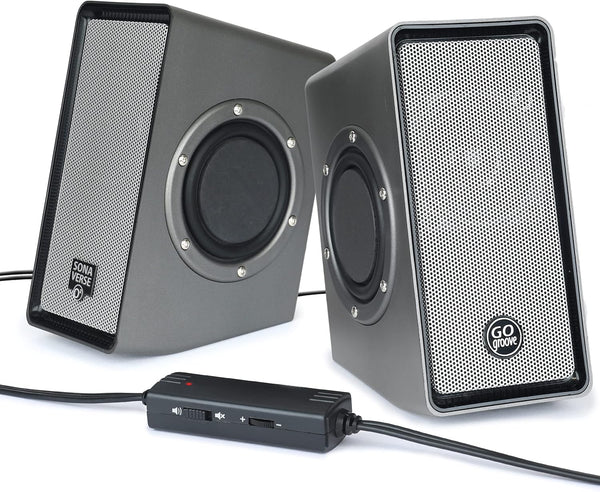 GOgroove Laptop Computer Speakers - SonaVERSE O2 USB Powered Desktop Speakers with Dual Passive Bass