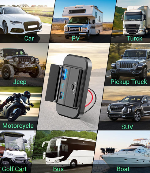12V USB Outlet 2 PCS, Qidoe PD 20W Type-C and 18W QC3.0 USB Port Surface Mount Car Charger Socket, 12V Power Outlet