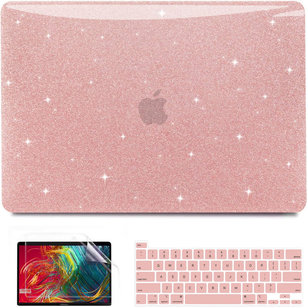 Anban Compatible with MacBook Pro 13 inch Case M2 2025-2016, Plastic Hard Shell + Keyboard Cover, Shiny Rose Gold