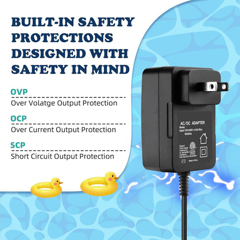 2-Prong 12.6V AC/DC Adapter Compatible with KOSGHO PZ0-18 PZ018 Cordless Automatic Robotic Swimming Pool Vacuum Cleaner 11.5V 5200mAh Lithium-ion Battery 1.8A Power Supply Cord Charger