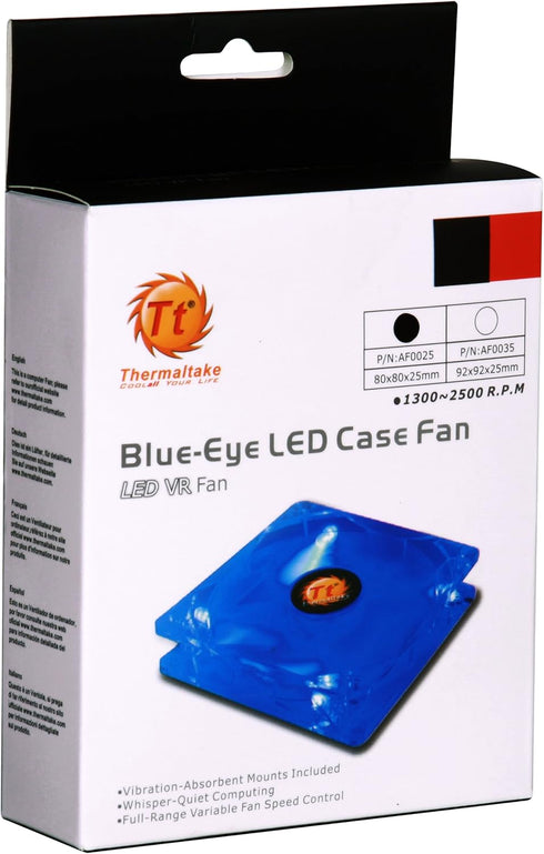 Thermaltake AF0025 Blue-Eye Silent Smart 80mm Blue Led Case Fan with Adjustable Speed Control