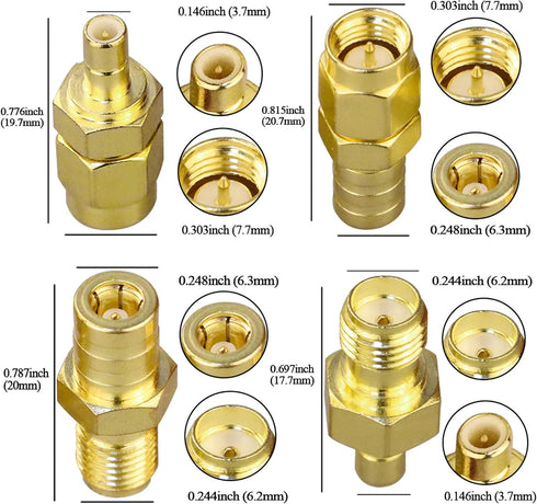 TUOLNK 4PCS SMA to SMB Radio Antenna Coax Adapter, SMA Male/Female to SMB Male/Female Coax Connector