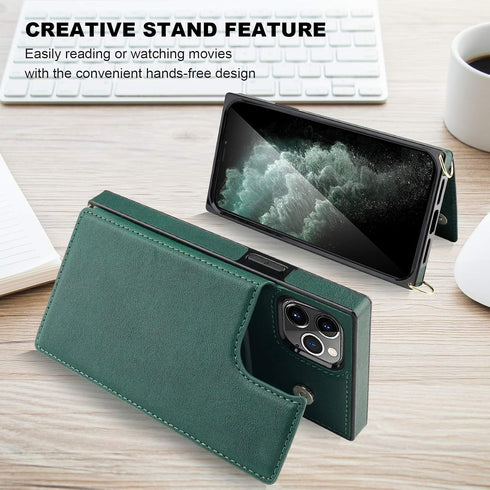 Bocasal Crossbody Wallet Case for iPhone 11 Pro Max, Credit Card Holder, PU Leather Kickstand, Shockproof Detachable
