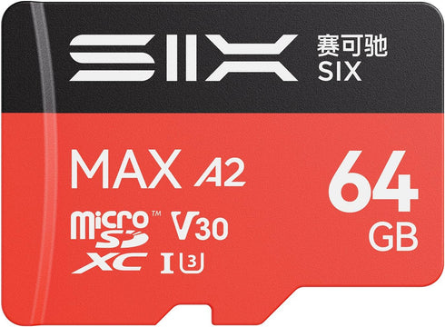 SIX M200 64GB Micro SD Card Read Up to 190MB/s for 4K UHD