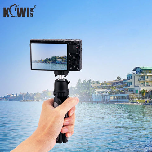 KIWIFOTOS 3 Levels Extension Tripod with 360° Ball Head Selfie Stick for Sony RX100VII, DJI OSMO Pocket, GoPro, Insta