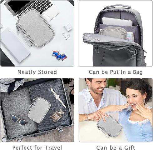 FYY Travel Electronic Cable Organizer Bag - Portable Waterproof Double Layers Storage for Cable, Cord, Charger, Grey