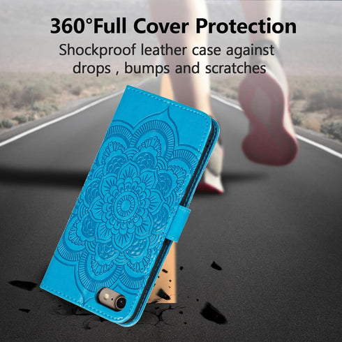 EYZUTAK Mandala Case for iPhone SE(5G) 2022, iPhone 7, 8, Premium Leather Flip Wallet with Card Slots, Magnetic Stand -
