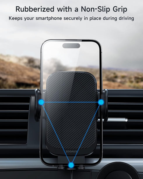 ZOOAUX Wireless Car Charger Vent Mount, 15W Fast Charging Auto-Clamping Car Phone Holder for iPhone and Samsung