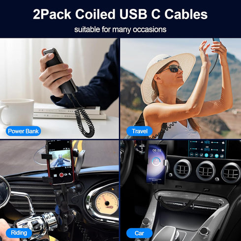 Samsung S24 Type C Coiled Charging Cable 3FT for Galaxy S24/S23/S22/S21/S20, Android Auto USB C Cable Car Charger for
