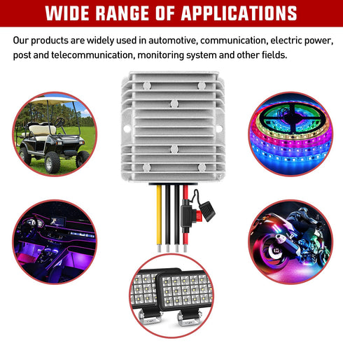 Nilight 48V 36V to 12V Voltage Converter, 120W 10A Waterproof DC to DC Reducer for Golf Cart Scooters