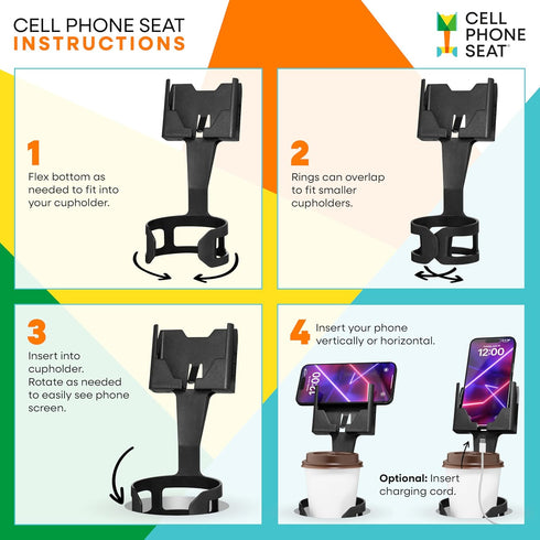 Cup Holder Phone Holder, Phone Mount for Car and Truck, Smartphone Car Accessories, iPhone 16, Google, Samsung, Black