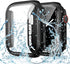 Goton Waterproof Case for Apple Watch 44mm SE (2nd Gen), Tempered Glass Face Cover, Black