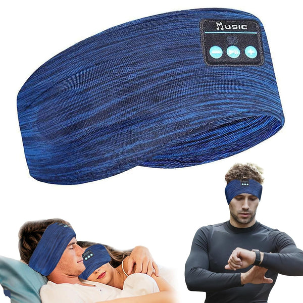 Sleep Headphones Headband Wireless for Sleeping Side Sleepers - Adjustable Bluetooth Headphones for Women Men (Blue)