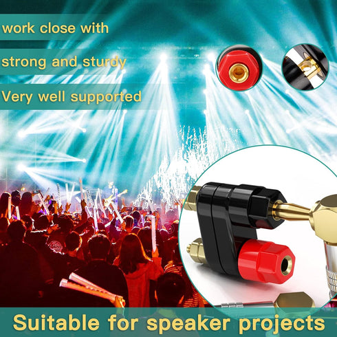 4MM Copper 2-Way Banana Plug Jack Socket Binding Post, 6Pcs Gold Plated Insulated Terminals for Speaker