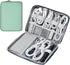 Leather Cord Organizer Travel Bag, Waterproof Tech Organizer Case for Charger and Accessories (Light Green, Large)