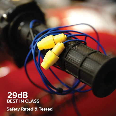 Plugfones Guardian Hybrid Earbuds - Blue & Yellow Noise Reduction In-Ear Earplug Headphones.