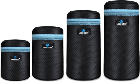 Lightdow 4pcs Pack Lens Pouch - 5mm Thick Soft Neoprene DSLR Lens Bag