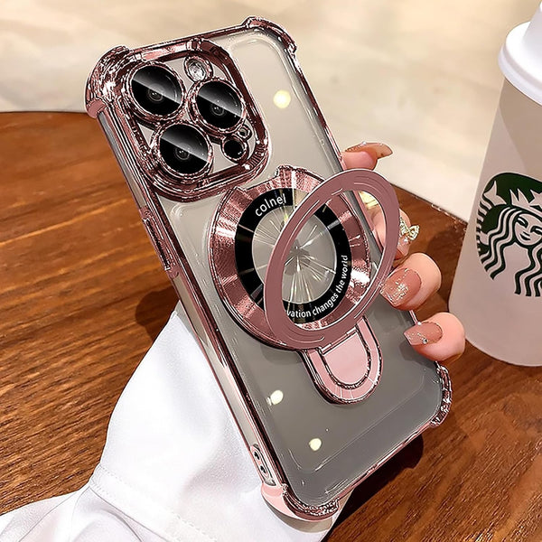 iPhone 14 Pro Max Case with Kickstand, Magnetic Ring Stand, Shockproof Military Grade Protection, Luxury Slim - Pink
