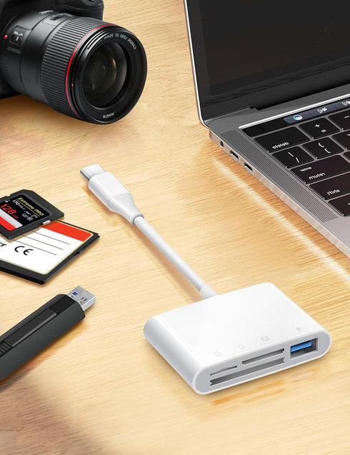 USB C SD Card Reader, ChiaoPio 4 in 1 Adapter with CompactFlash/CF/SD/MicroSD & USB for iPhone 15, MacBook
