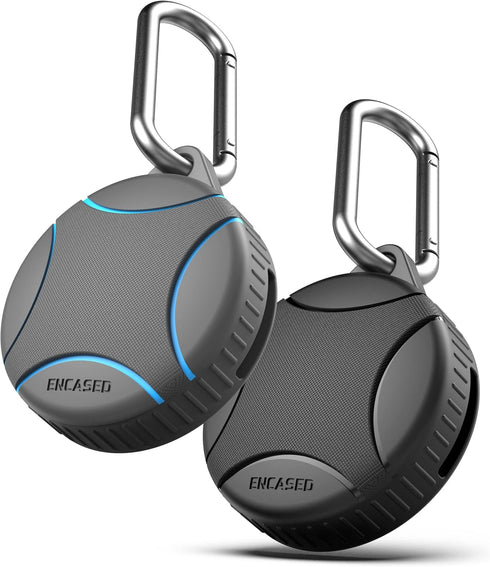 ENCASED 4 Pack Waterproof Airtag Keychain Holder (IPX8) for Apple Air Tag, Military-Grade Protective Cover (Black/Blue)