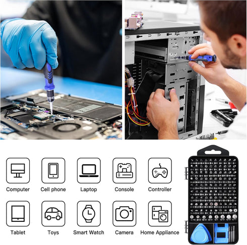Precision Screwdriver Sets 124-Piece Tool Kit, Electronics Repair Tool Kit for iPhone, MacBook, Laptop, PC