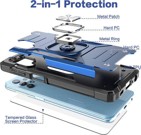 Galaxy A32 5G Case with Screen Protector, Shockproof Slim Fit Case with Car Mount Kickstand, Lightweight Protective