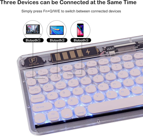 Wireless Bluetooth Keyboard for iPad, 10" Round Keys Mini Keyboard, Ultra-Slim Rechargeable for iPad (Light Pink)