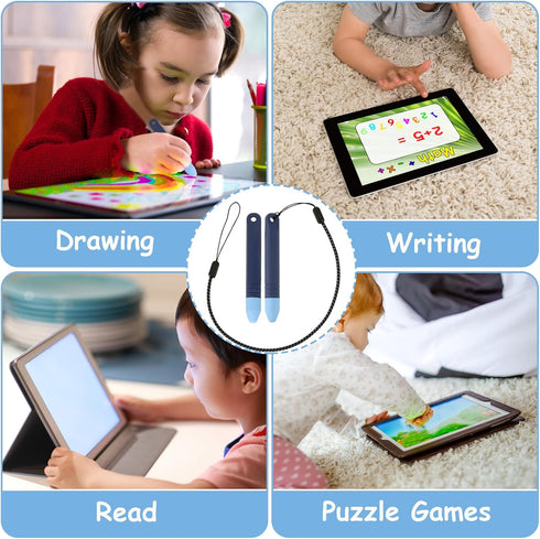 2pcs Kid-Friendly Stylus Pens with Anti-Loss Lanyards, Kids Stylus Pens for Touchscreen, Compatible with iPad, iPhone,