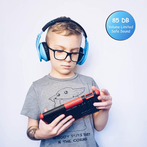 PowerLocus Bluetooth Headphones for Kids, Wireless Foldable Over Ear Headset with Microphone, 85DB Volume Limit, FM,