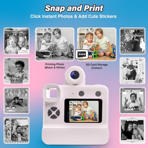 GabbaGoods Instant Print Kids Camera for Ages 3-9, Includes 32GB SD Card, Instant Thermal Print Feature, Toddler Camera