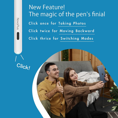 Novaplus A8 Pro iPad Stylus, Wireless & Type C Dual Charging, Key Switching Function for Notability, Procreate,