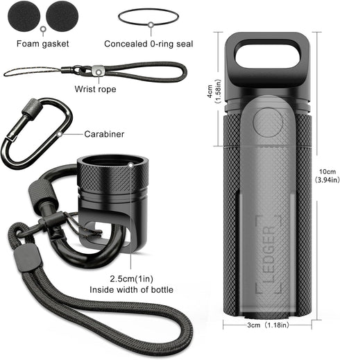 Aluminum Alloy Carrying Case for Ledger Nano X/S Plus, Waterproof & Shockproof USB Storage for Cryptocurrency (Black)
