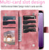 Asuwish Wallet Case for Samsung Galaxy S9 - Mandala Flower Leather, Zipper Card Holder, Tempered Glass, Rose Gold.
