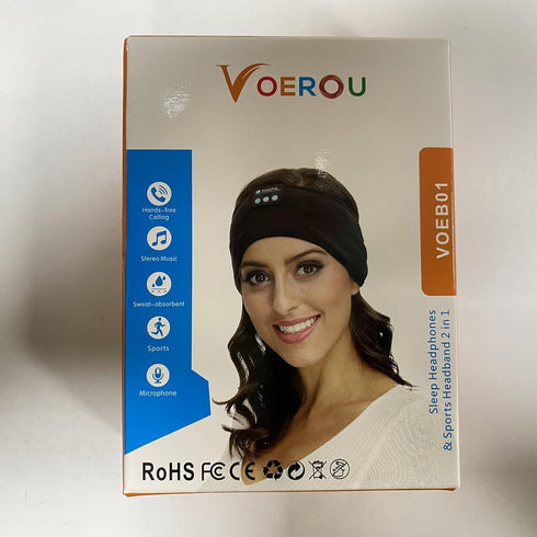 Voerou Sleep Headphones, Bluetooth Headband, Sleeping Headphones with Ultra-Thin Speakers for Side Sleepers, Headband