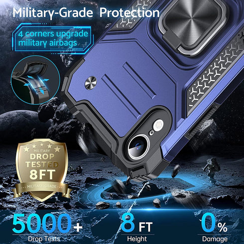 Anqrp Designed for iPhone XR Case, Military Grade Protective Phone Case Cover with Rotatable Metal Ring Kickstand,