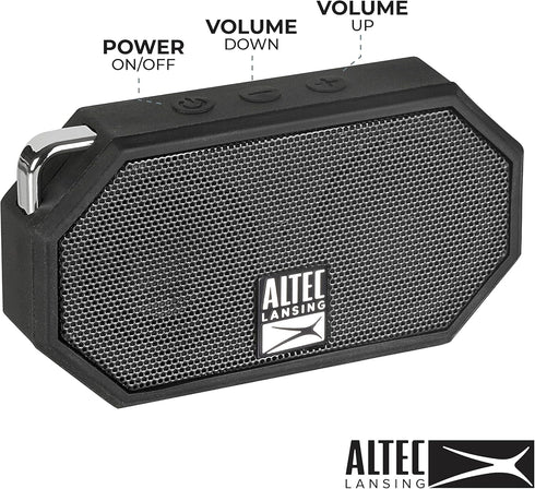 Altec Lansing Mini H2O, Waterproof Bluetooth Speaker, IP67 Certified, Floats in Water, Compact & Portable Speaker for