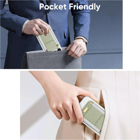 FINPAC MagSafe Wallet, Magnetic Card Holder for iPhone 15/14/13/12 Series, RFID Blocking, Slim Leather Wallet (Bamboo
