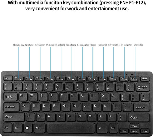 KM901 Wireless Keyboard Mouse Combo, Portable 2.4G Mini 78 Key Keyboard and Mouse Set for Office