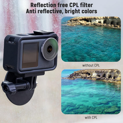 NEEWER ND/CPL Filter Set for DJI Osmo Action 3, HD Optical Glass ND8/PL+ND16/PL+ND32/PL+ND64/PL+CPL, Aluminum Frame, 5