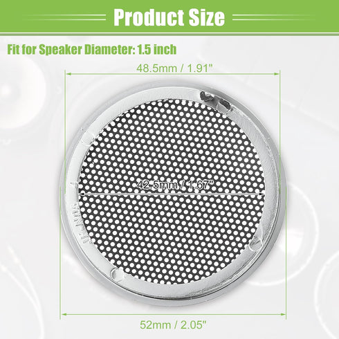 ACROPIX Universal 1.5" Round Car Speaker Grills Cover Mesh - Silver Tone Protector Case for Audio Speaker - Pack of 4