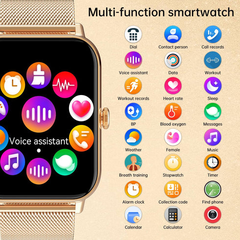 Smart Watch for Women Men - 1.85" Fitness Tracker with Heart Rate, Sleep Monitor, AI Voice Control, IP68 Waterproof for