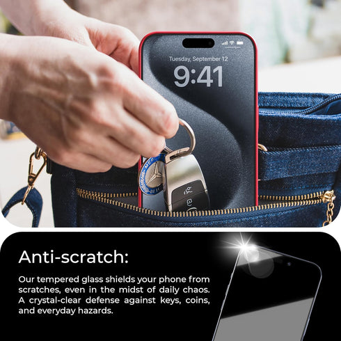Deppa [2 Pack Anti-Fingerprint Screen Protector for iPhone 15 Pro (6.1') Tempered Glass Edge to Edge Full Coverage