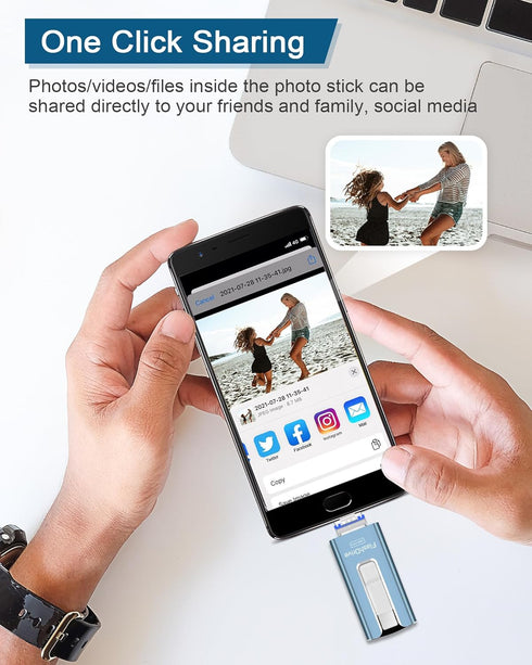 GNASEET 256GB 256GB) USB Flash Drive for Phone and Pad, Photo Stick High Speed External USB Thumb Drives Photo Storage